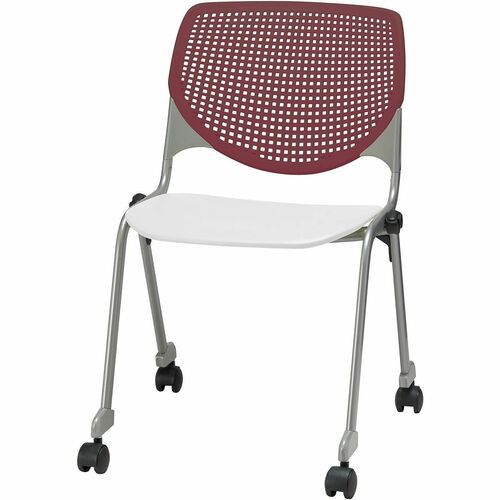 KFI Seating Chair, Casters, 20-1/2"x21-1/4"x31-1/2", Burgundy/White