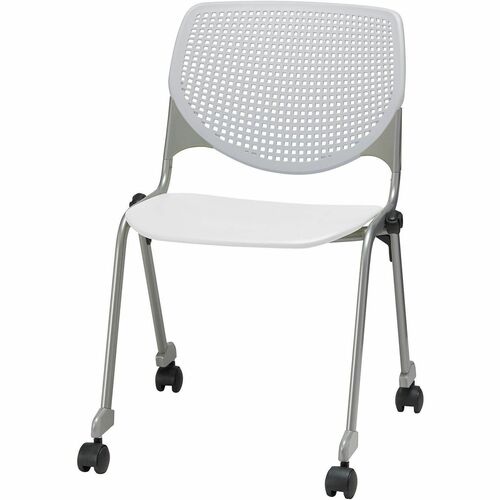 KFI Seating Chair, Casters, 20-1/2"x21-1/4"x31-1/2", Light Gray/White