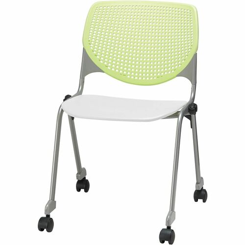 KFI Seating Chair, Casters, 20-1/2"x21-1/4"x31-1/2", Lime Green/White