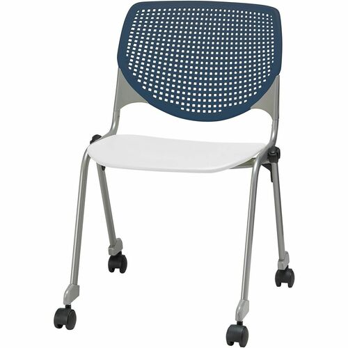 KFI Seating Chair, Casters, 20-1/2"x21-1/4"x31-1/2", Navy/White