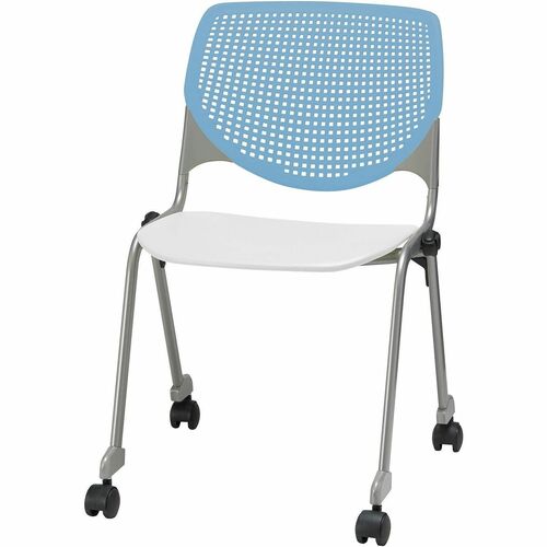 KFI Seating Chair, Casters, 20-1/2"x21-1/4"x31-1/2", Sky Blue/White