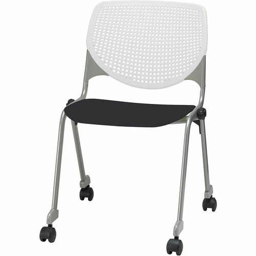 KFI Seating Chair, Casters, 20-1/2"x21-1/4"x31-1/2", White/Black
