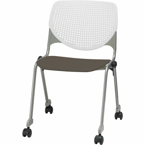 KFI Seating Chair, Casters, 20-1/2"x21-1/4"x31-1/2", White/Brownstone