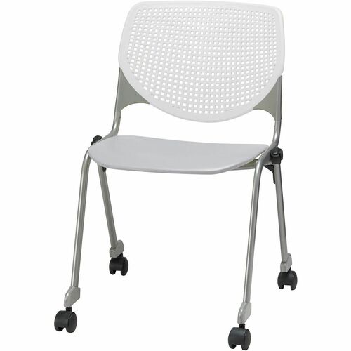KFI Seating Chair, Casters, 20-1/2"x21-1/4"x31-1/2", White/Light Gray