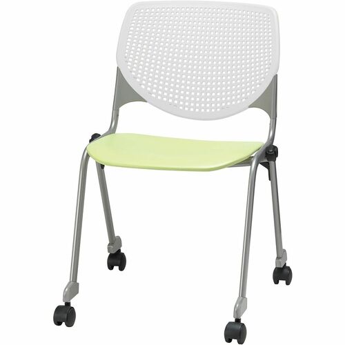 KFI Seating Chair, Casters, 20-1/2"x21-1/4"x31-1/2", White/Lime Green