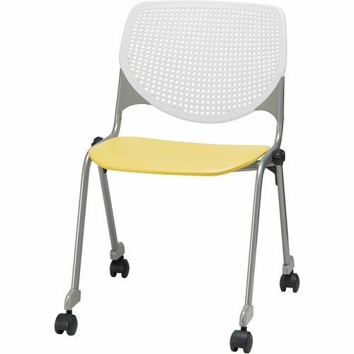 KFI Seating Chair, Casters, 20-1/2"x21-1/4"x31-1/2", White/Yellow