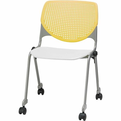 KFI Seating Chair, Casters, 20-1/2"x21-1/4"x31-1/2", Yellow/White