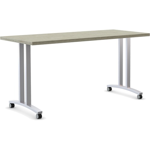 Special-T Base,2 T-Legs,Casters,f/36"-84"Tops,2"x1",Metallic Silver