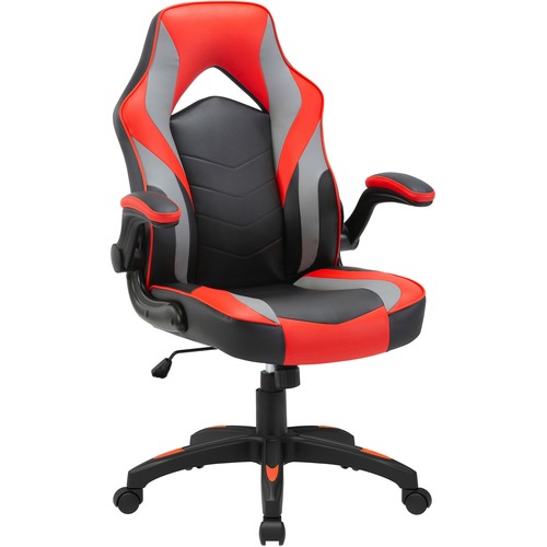 Lorell Gaming Chair,Vinyl,28-3/4"x29-1/8"x24-7/8"-46-7/8",BK/RD/GY