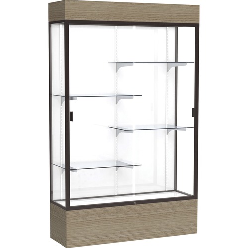 Waddell Display Cases Display Case,Lighted,Vinyl,48"x16"x80",Driftwood/DBZE