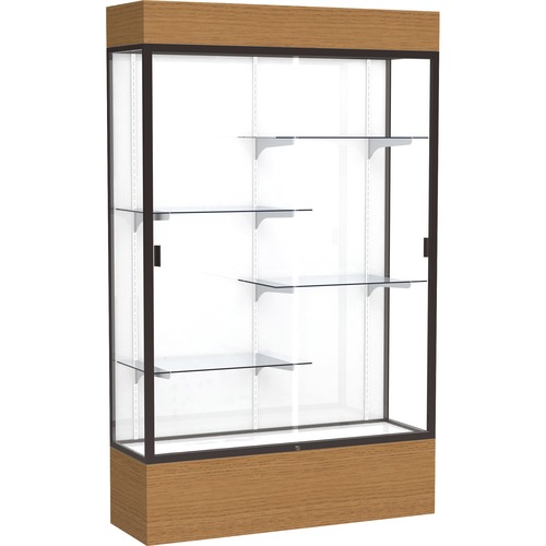 Waddell Display Cases Display Case,Lighted,Vinyl,48"x16"x80",CRL Oak/DBZE