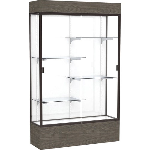Waddell Display Cases Display Case,Lighted,Vinyl,48"x16"x80",Walnut/DBZE