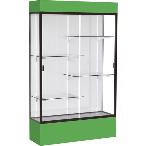 Waddell Display Cases Display Case,Lighted,48"x16"x80",DBZE Frame/Kelly GN