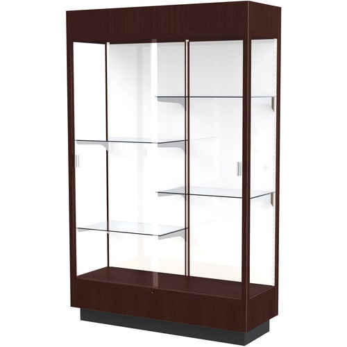 Waddell Display Cases Display Case,Lighted,Hardwood/Glass,48"x18"x70",Java
