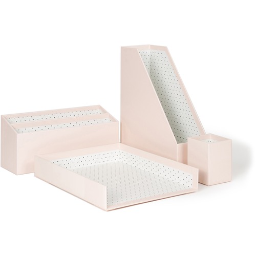 U Brands Desktop Set, Blush and Dots, 9-3/4"Wx12"Lx4-1/10"H, Pink