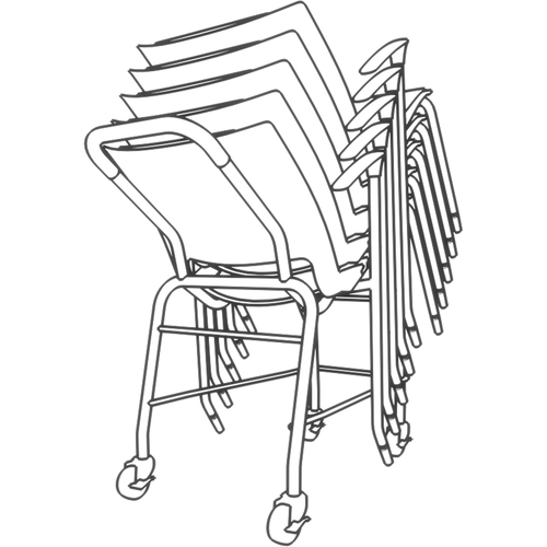 9to5 Seating Dolly,f/All 9 to 5 Stack Chairs,18-1/2"x36-1/2"x30-1/2",BK