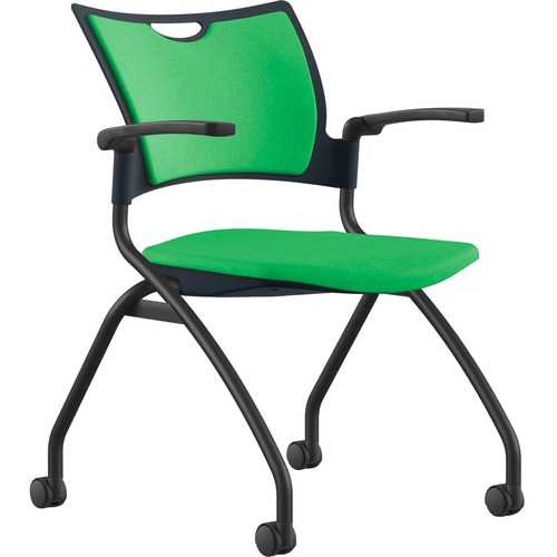 9to5 Seating Nesting Chair,w/Arms/Casters,25"x26"x33",Latte/Silver