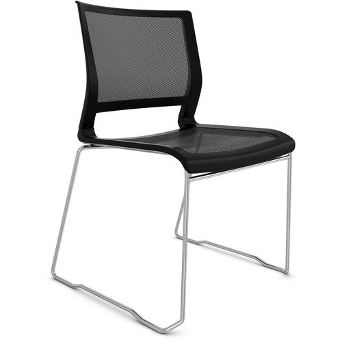 9to5 Seating Stack Chair,Armless,Mesh Back/Seat,21"x21-1/2"x33",Black