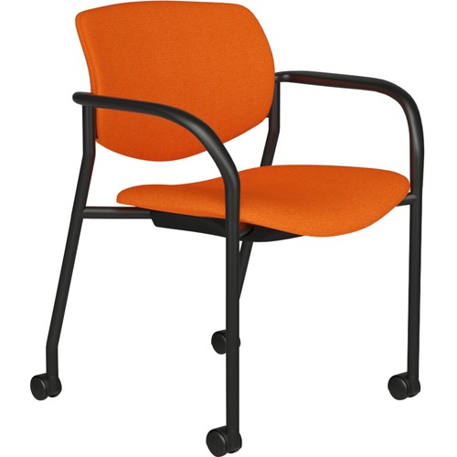 9to5 Seating Stack Chair,w/Arms&Cstrs,25-1/2"x25"x33",LattePlastic/BKFrm