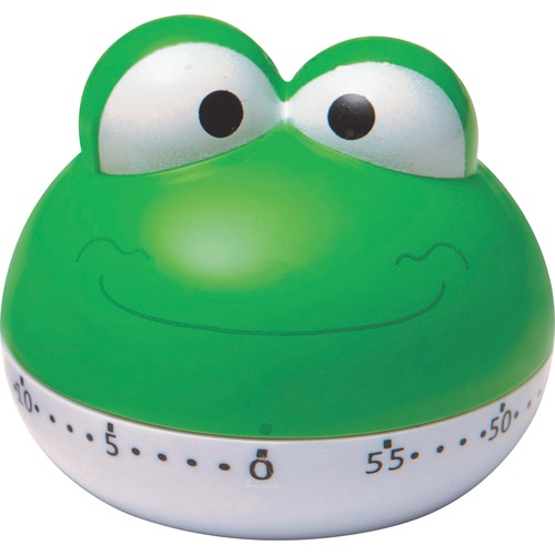 Pacon Timer, Frog-shaped, 60 Minutes Max, 3" H, Green/Black