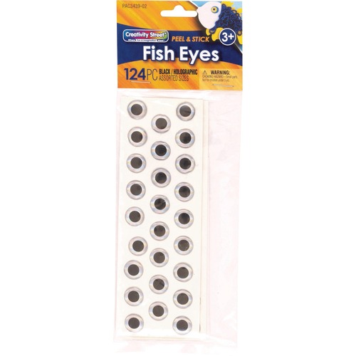 Creativity Street Peel & Stick Wiggle Eyes Assorted 7mm to 15mm 100/Pkg-Black