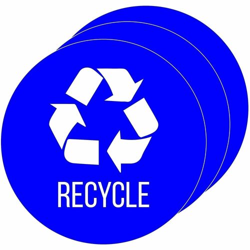 HLS Commercial Refuse ID Sticker,Recycled,w/Icon,4" Dia x 0.1",3/CT,Blue