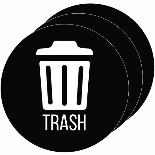 HLS Commercial Refuse ID Sticker,Trash,w/Icon,4" Dia x 0.1",3/CT,Black