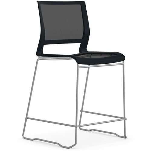 9to5 Seating Stack Stool,Armless,Mesh Back/Seat,21"x25-1/2"x44",Black
