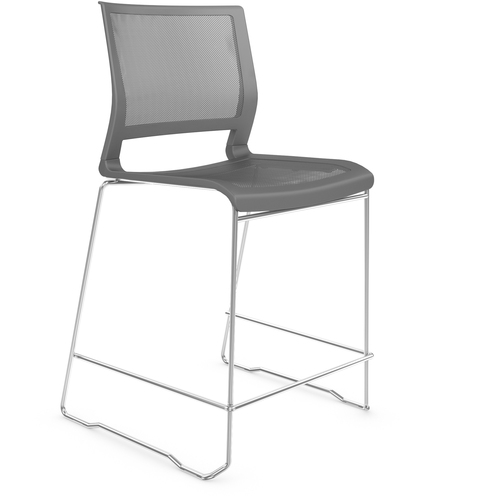 9to5 Seating Stack Stool,Armless,Mesh Back/Seat,21"x25-1/2"x44",Gray