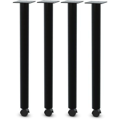Lorell Post Legs, Locking Casters, 1"x2"x27-3/4", 4/ST, Black
