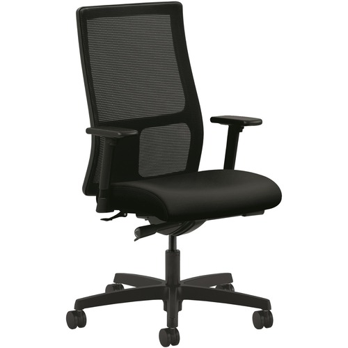 HON Ignition Mid-Back Mesh Task Chair - Synchro-Tilt - Adjustable Arms - Black Fabric HONIW103UR10
