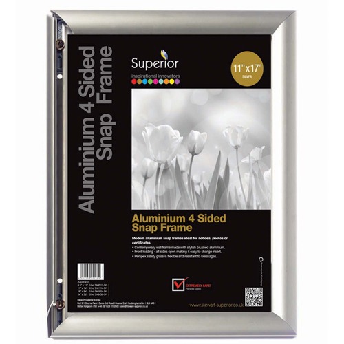SECO Frame,Snap,Aluminum,1" Profile,11"x17",Silver