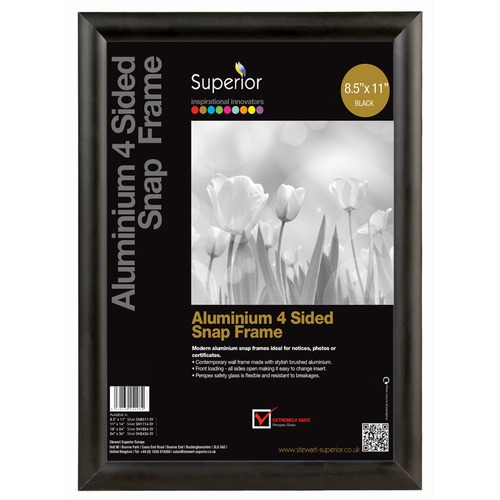 SECO Frame,Snap,Aluminum,1" Profile,8/1/2"x11",Black