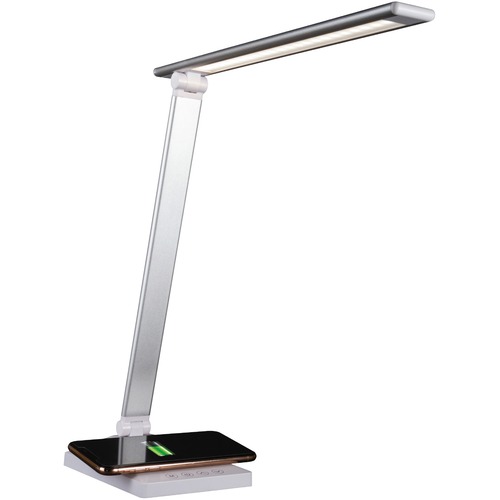OttLite Technologies, Inc. Lamp,Wireless Charging,LED,4.4"x6.4"Base,11"-22"H,Silver