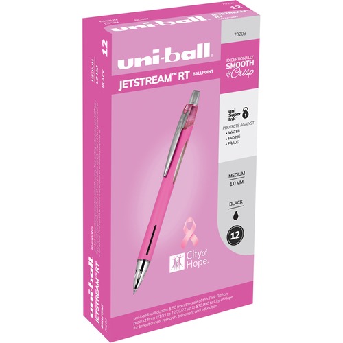 uni-ball Corporation Pen, Ballpoint,1.0mm,Jetstream,BK Ink/Pink Barrel