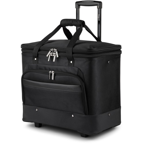 Bugatti Sedona Inc Business Case,w/Wheels,Poly/Vegan Leather,f/17.3" Laptop,BK