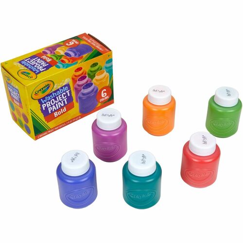 Crayola Paint, Washable, w/Resealable Caps, 6 Colors, 6/PK