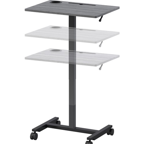 Lorell Desk,w/Holders,Mobile,Height Adj,26-5/8"x19-1/8"x43",BK/CCL
