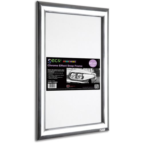 SECO Frame,Mitred,Snap,Aluminum,1" Profile,8-1/2"x11",Chrome