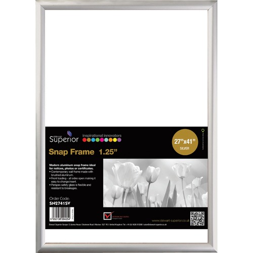 SECO Frame,Snap,Aluminum,1" Profile,27"x41",Silver