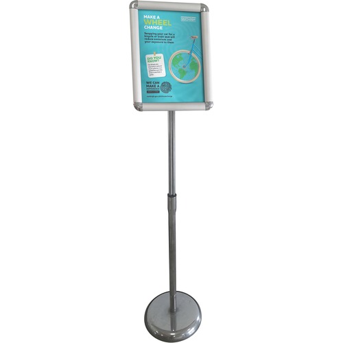 SECO Sign,w/Floor Stand,Hght-Adj,f/Menu Display,8-1/2"x11",Chrome
