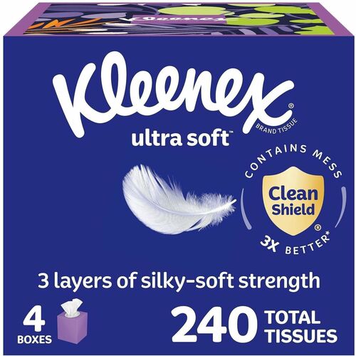 Kimberly-Clark Professional Tissues, Ultra Soft, Kleenex,60 Sht/BX, 4BX/PK, WE