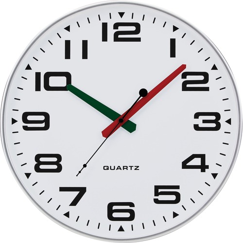 Victory Light USA LLC Clock,Wall,Silent Sweep,3/4" Frame,13"Dia,Silver/White