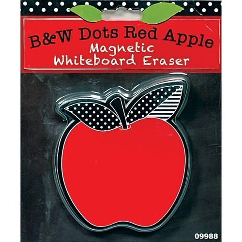 Ashley Productions, Inc. Eraser,f/Whiteboard,Magnetic,Red Apple w/Leaves,3-3/4",MI
