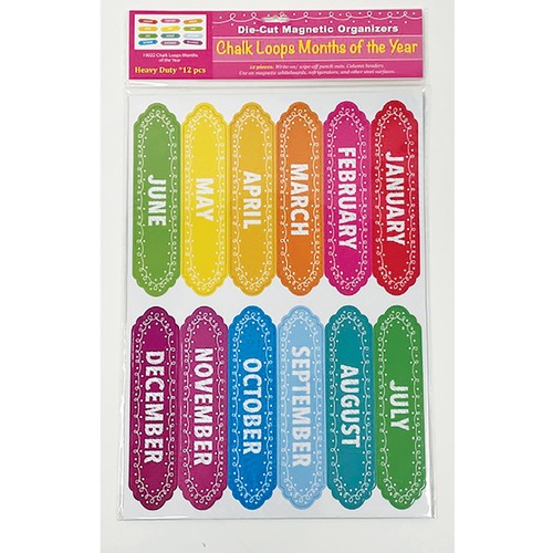 Ashley Productions, Inc. Board Header,Jan-Dec,Magnetic,Chalk Loops,12 Pieces,MI