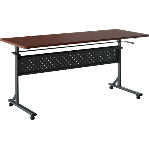 Lorell Table,Flip/Nesting,w/Modesty Panel,60"x24"x29-1/2",Mahogany