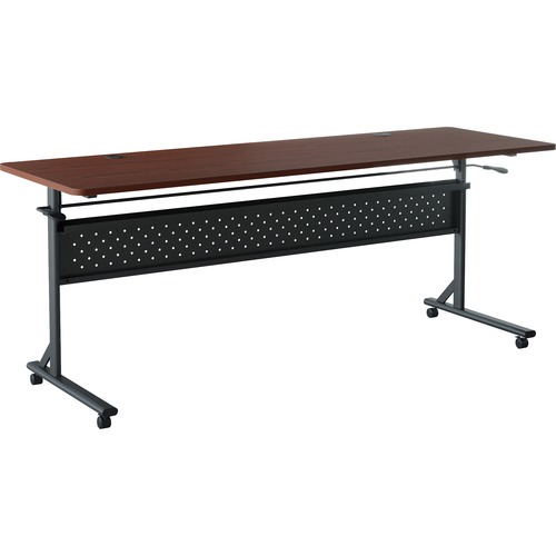 Lorell Table,Flip/Nesting,w/Modesty Panel,72"x24"x29-1/2",Mahogany