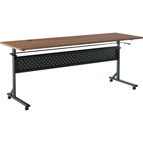 Lorell Table,Flip/Nesting,w/Modesty Panel,72"x24"x29-1/2",Walnut