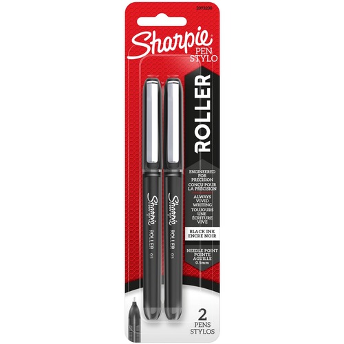Newell Brands Rollerball Pen, Sharpie, 0.05mm, w/Metal Clip, 2/PK, Black