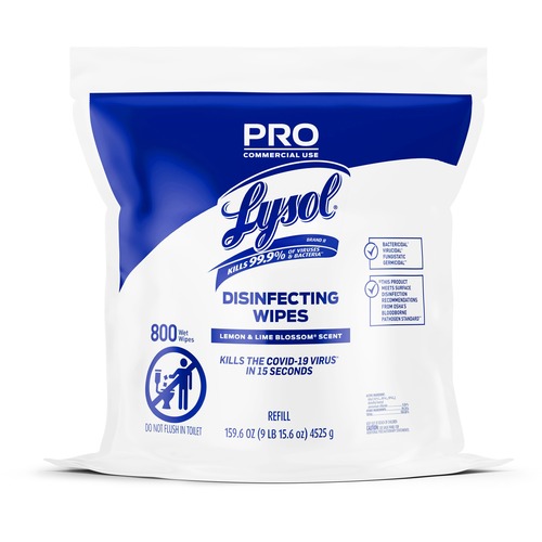 Reckitt Benckiser Wipes,Disinfecting,Lemon/Lime,f/Bucket,800 Wipes,WE